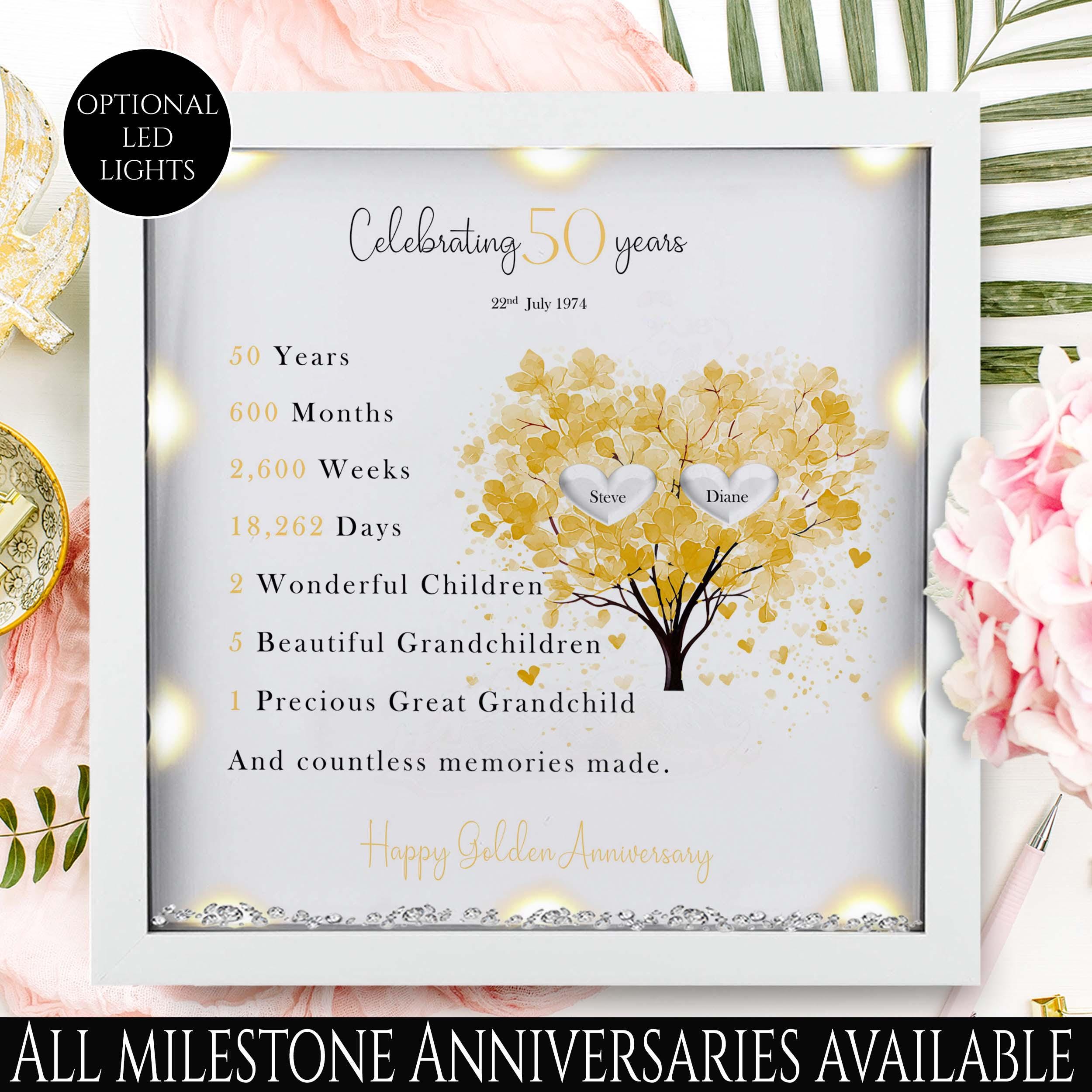 Cadeau d'anniversaire de mariage en or | Cadeau pour 50e anniversaire Cadeau d'anniversaire de mariage en or | Cadeau pour 50e anniversaire