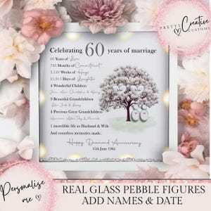 Personalised 60th Wedding anniversary Gift, Diamond wedding anniversary frame, 60th anniversary, Diamond Anniversary milestone keepsake