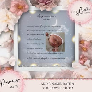 Marco conmemorativo para bebé, pérdida de un bebé, marco para pérdida de un bebé, recuerdo, recuerdo de un aborto espontáneo, regalo de duelo, regalo con luz LED