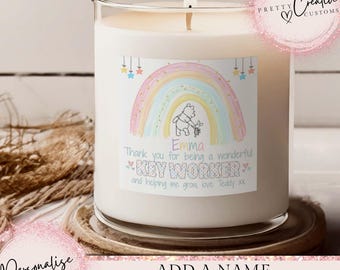 Personalised Keyworker Thank You Candle, End Of Nursery Card, Keyworker Appreciation Gift, Thank You Card For Nursery, Thank you Childminder