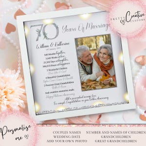Entonces y ahora Regalo del 70 aniversario de bodas para padres Regalo de aniversario de bodas de platino Regalo de aniversario de bodas importante Regalo para parejas