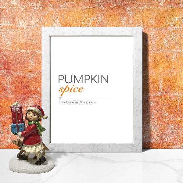 Pumpkin Spice, Dictionary Art, Unique Home Decor, Wall Art,  Minimalist Art, College Dorm Decor, Office Wall Decor