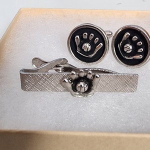 Baseball Tie Clip and Cuff Link Set