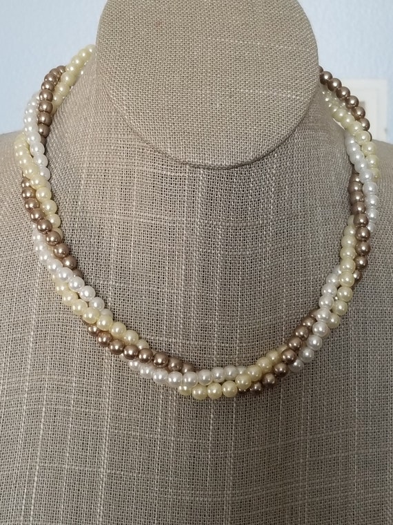 Avon Faux Double Strand Pearl Necklace With Oval Rhinestone Pendant | eBay