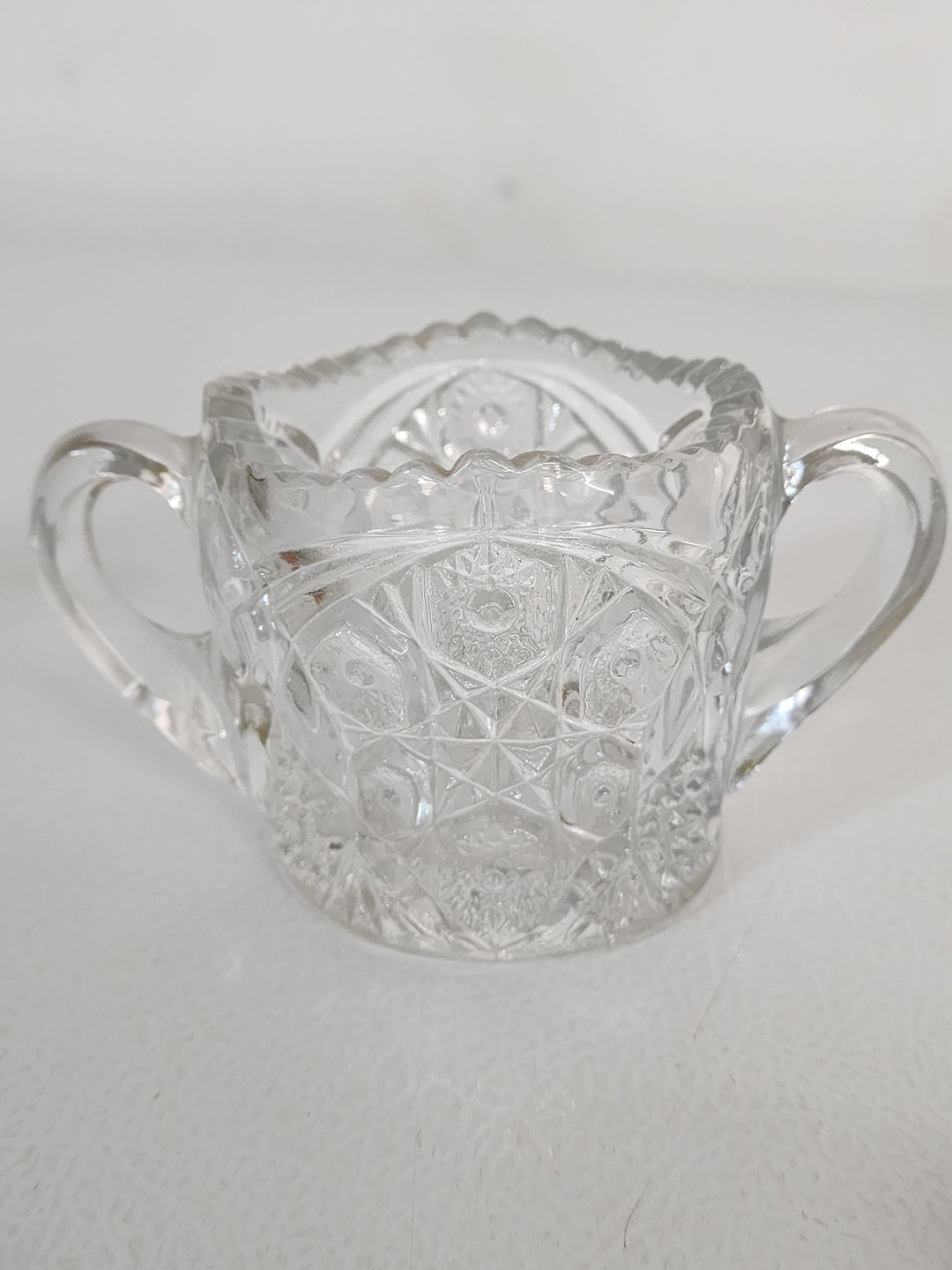 Vintage Etched Glass Sugar Bowl Etsy