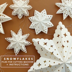 Fiocchi di neve/Stelle 5 disegni SVG EPS - Progetto Cricut