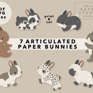 7 Articulate paper bunnies. Print and Cut. PDF SVG files
