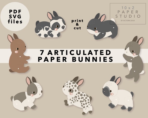 7 Articulate Paper Bunnies. Print and Cut. PDF SVG Files - Etsy