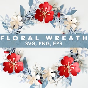 Blumenkranz Vorlage aus Papier. SVG PNG EPS Cricut-Projekt