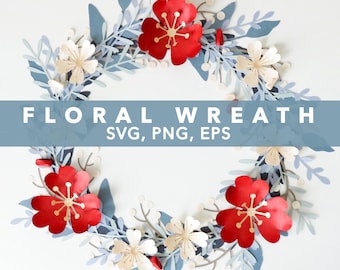 Floral paper wreath template. SVG PNG EPS Cricut Project