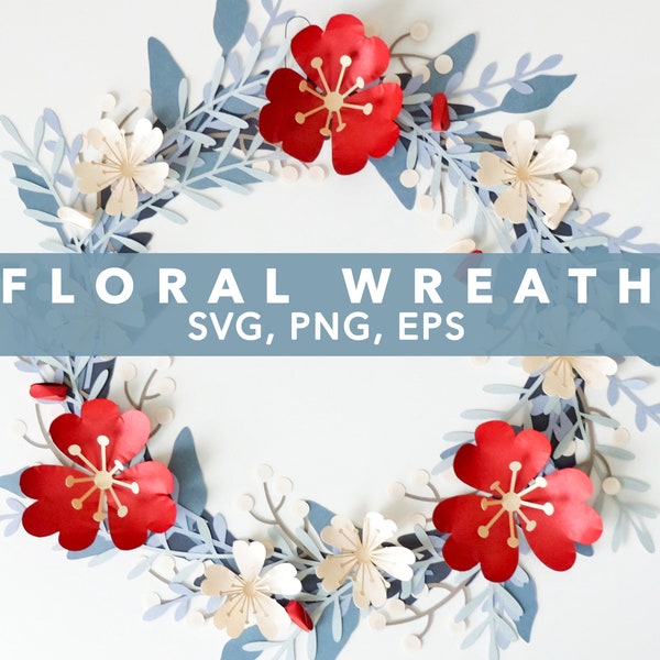 Floral paper wreath template. SVG PNG EPS Cricut Project