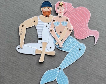 PDF paper doll mermaid and sailor