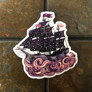 Adesivo de navio pirata estrelado ametista - vinil transparente 3 &quot;x 2,9&quot;