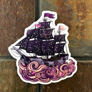 Amethyst Starry Pirate Ship Sticker - Clear Vinyl 3"x2.9" - Etsy