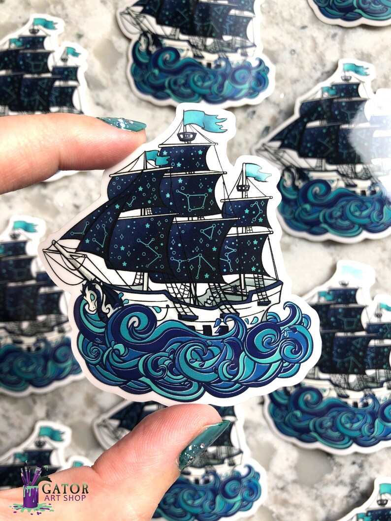 Aurora Starry Pirate Ship Sticker - Clear Vinyl 3"x2.9" - Etsy