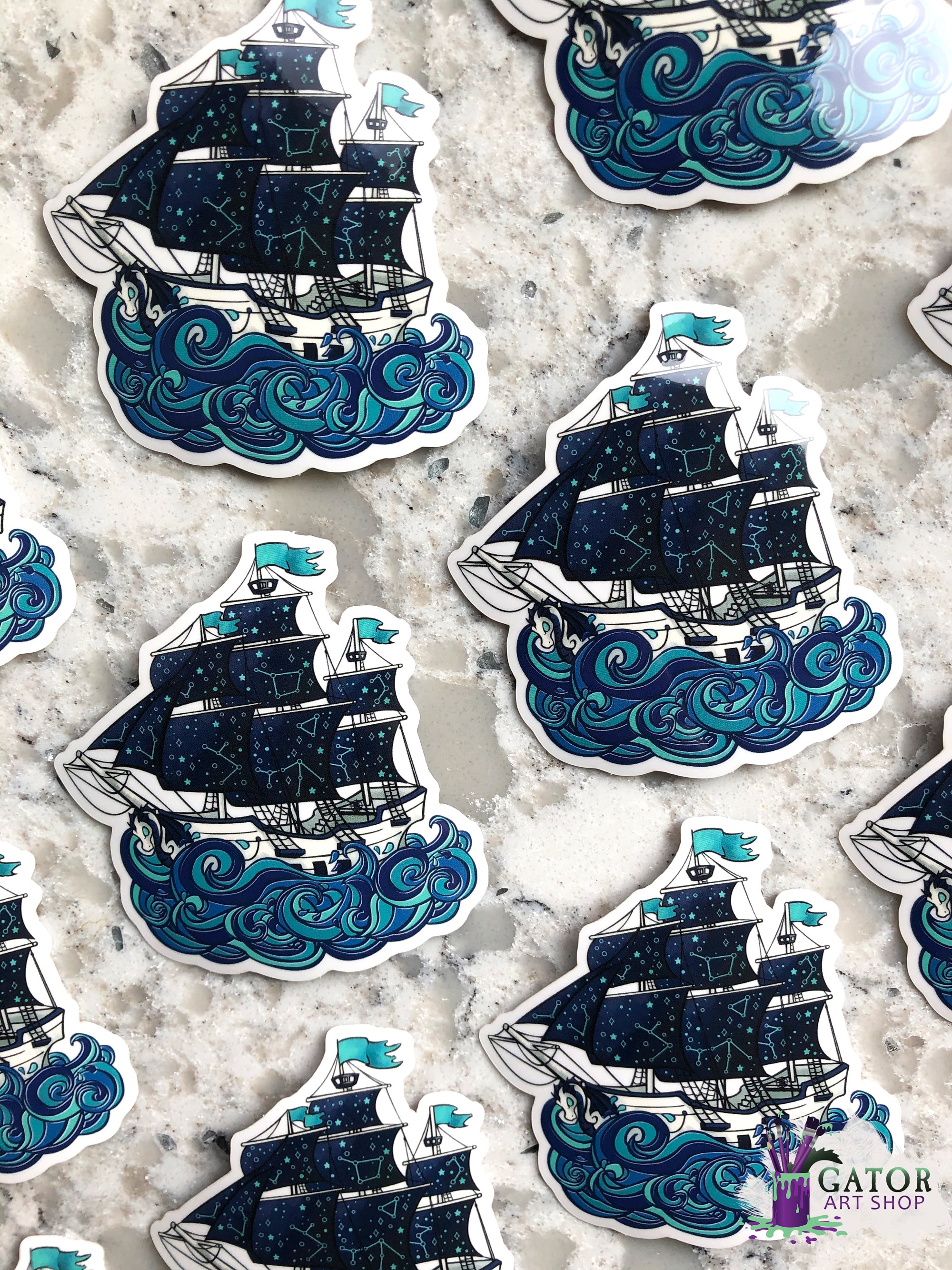 Aurora Starry Pirate Ship Sticker - Clear Vinyl 3"x2.9" - Etsy