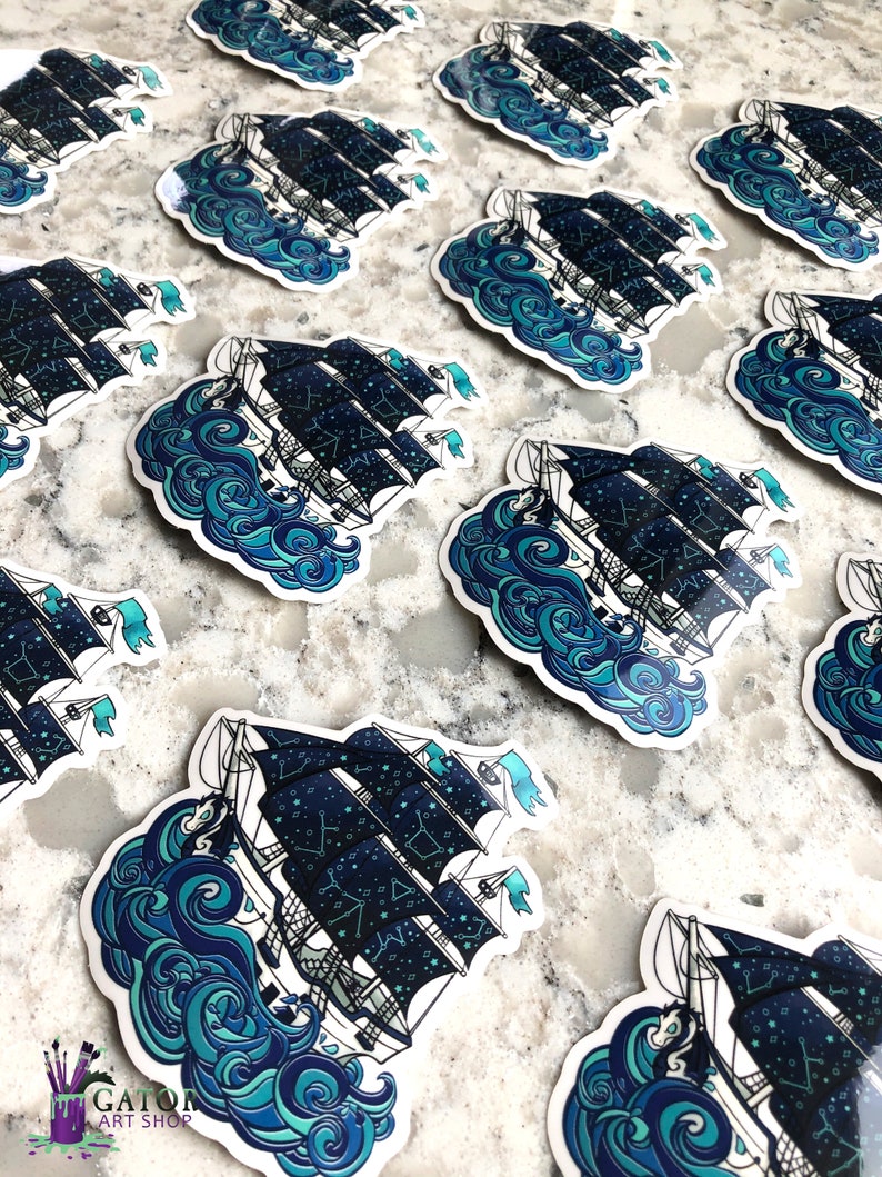 Aurora Starry Pirate Ship Sticker Clear Vinyl - Etsy