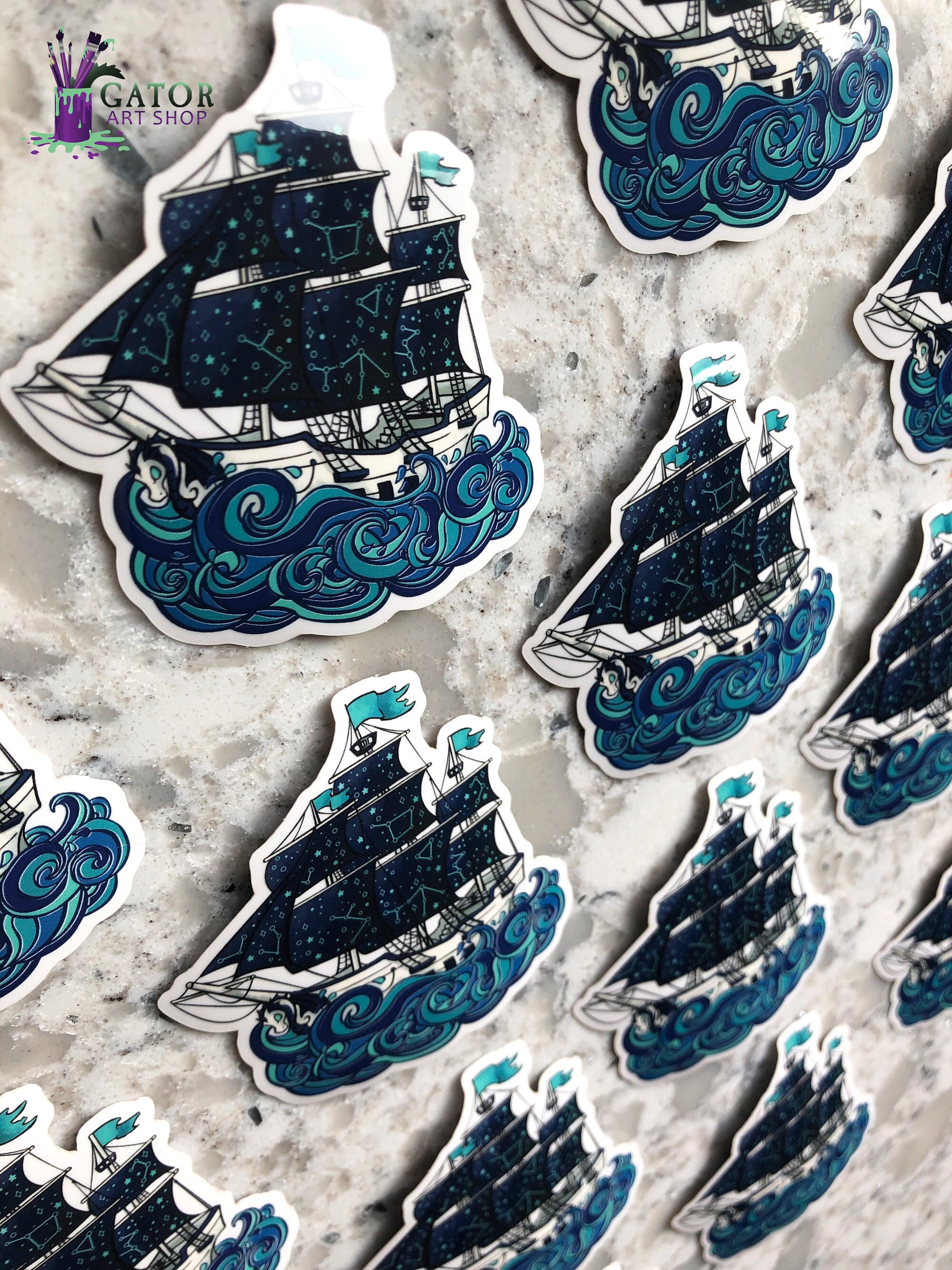 Aurora Starry Pirate Ship Sticker - Clear Vinyl 3"x2.9" - Etsy