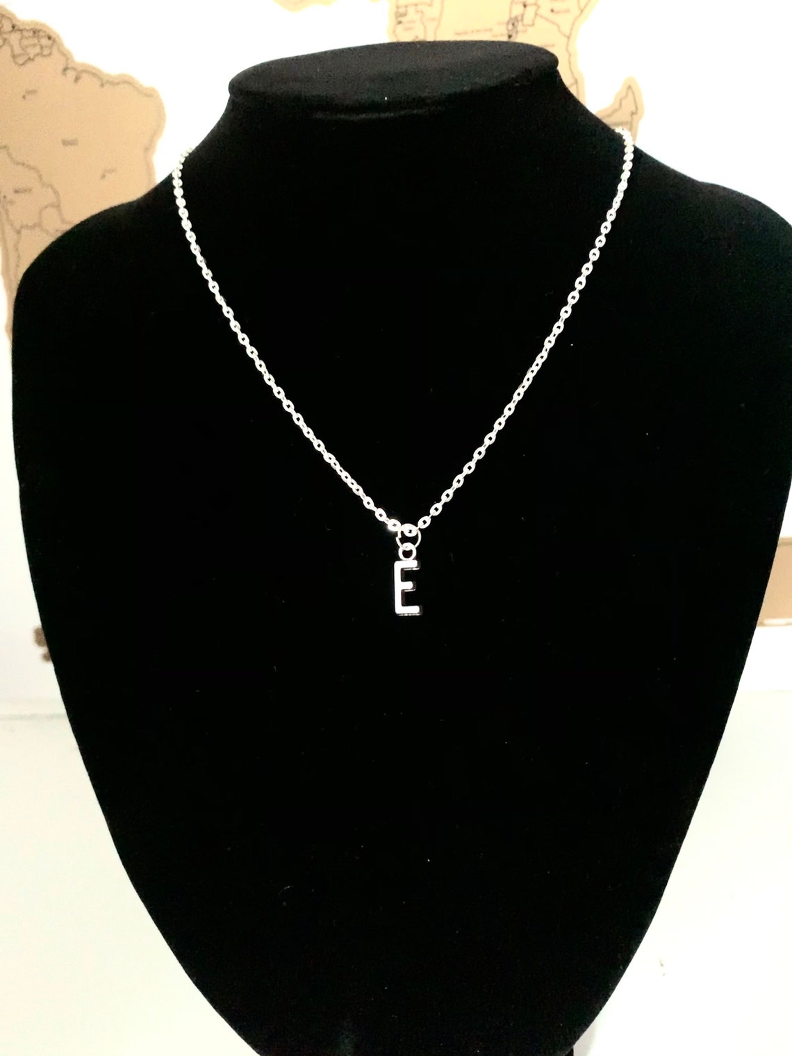 Silver plated necklace initial necklace AZ letter charm Etsy