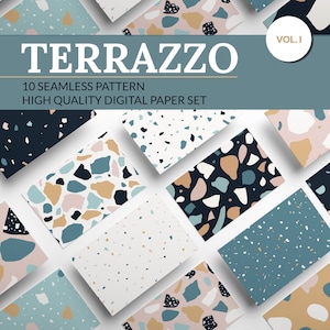 Papier numérique TERRAZZO | Modèle sans couture abstrait | Téléchargement instantané | Clipart marbre | Conception de papier peint