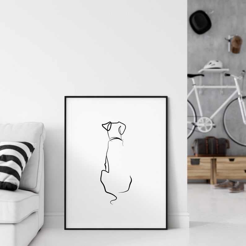 Dog Art Dog Tattoo Labrador Drawing Dog Lover Gift Dog Art Print Pet Portrait Minimalist Line Art Labrador Portrait image 5