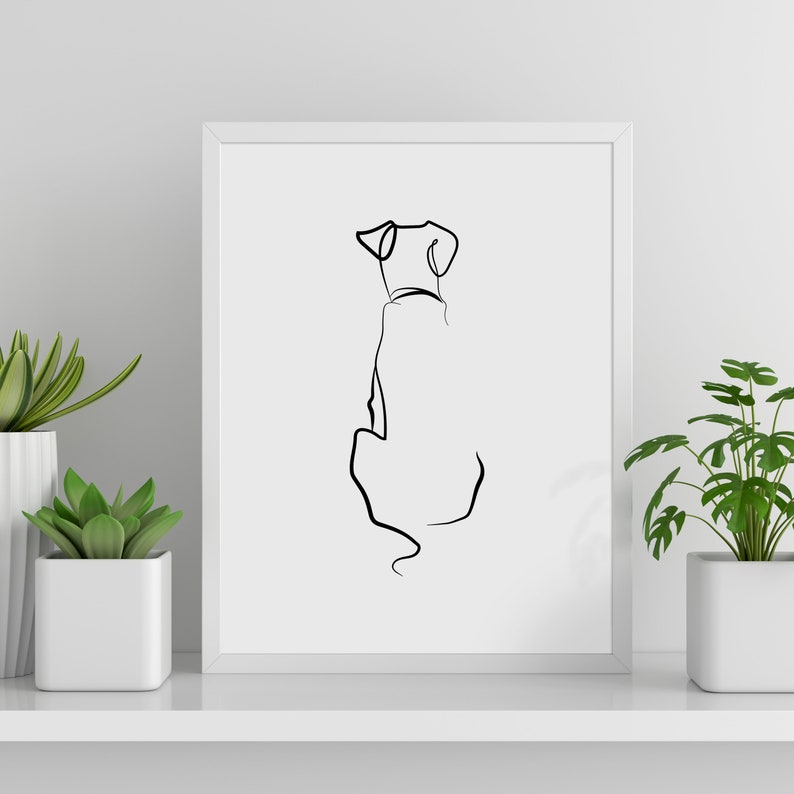 Dog Art Dog Tattoo Labrador Drawing Dog Lover Gift Dog Art Print Pet Portrait Minimalist Line Art Labrador Portrait image 4