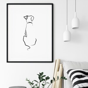 Dog Art Dog Tattoo Labrador Drawing Dog Lover Gift Dog Art Print Pet Portrait Minimalist Line Art Labrador Portrait image 2