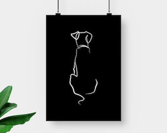 Dog Portrait | Black Wall Art | Labrador Retriever | Dog Line Art | Printable Wall Art | Digital Drawing | Minimalist Digital Prints