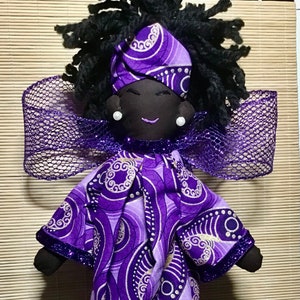 Tree toppers, table toppers, handmade angels of color ornaments with lights (ankara print fabric) African Kwanzaa Christmas dolls, female_a