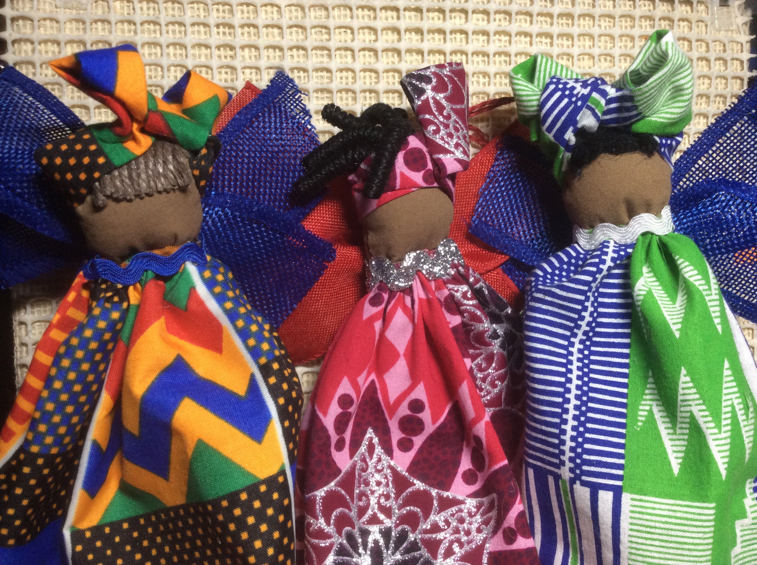 Ornements d'ange Africains Faits à La Main | Tissu Imprimé Ankara Kwanzaa, Décor de Noël, Poupées
