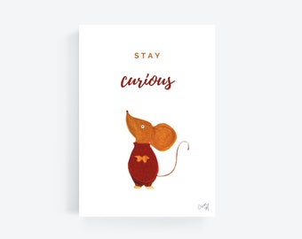 A4 'Stay Curious' print on 350gsm Luxury Gesso paper