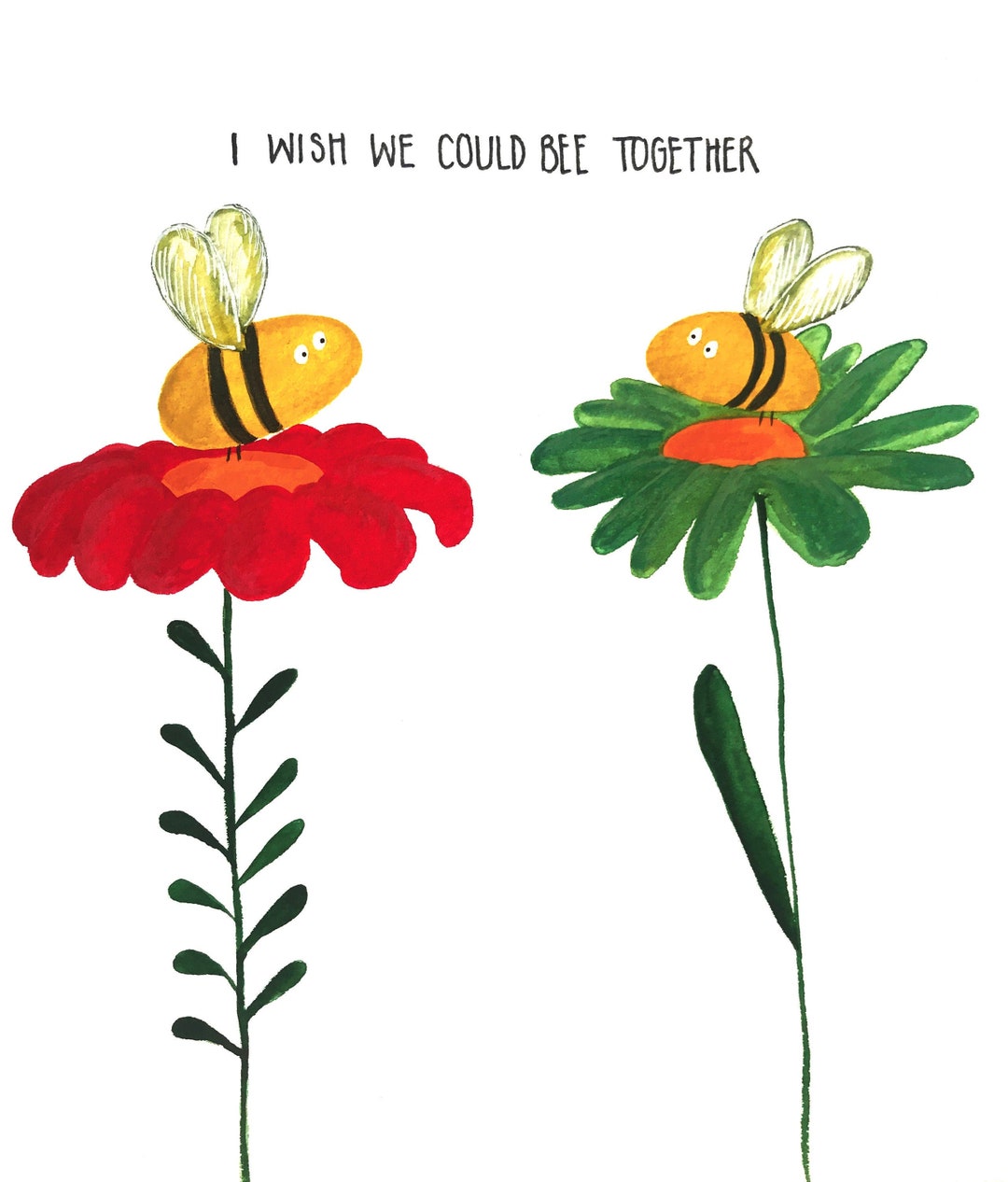Bee Together cards With Envelopes, Blank Inside. Bee Design Painted in ...