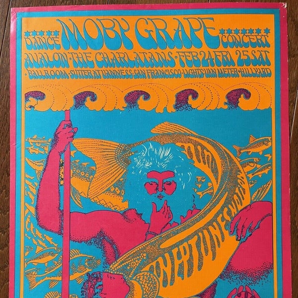 1967 Moscoso Moby Grape Charlatans Family Dog Fillmore Era Poster FD 49 1st