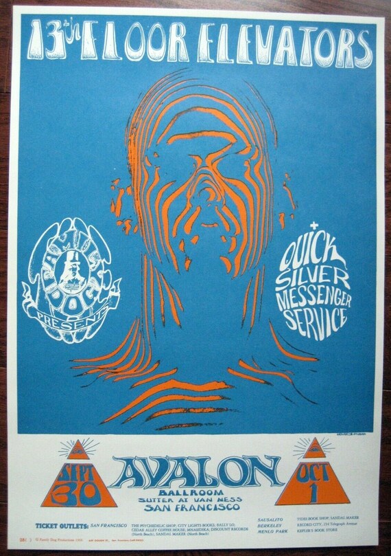 1966 Mouse Kelley 13th Floor Elevators Zebra Man Family Dog Poster Fd 28