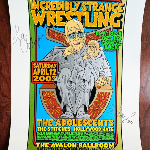 Chuck Sperry Incredibly Strange Wrestling Austin Powers Luche Libre Signed Poster