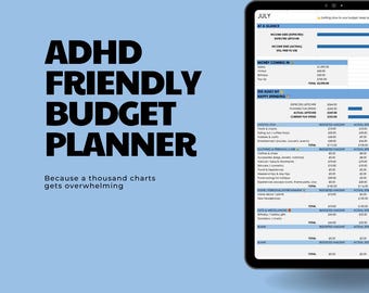 ADHD Friendly Monthly Budget Planner and Tracker Spreadsheet (Google Sheets)