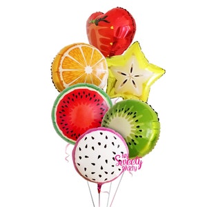 Tutti Frutti Balloon Bundle Set of 6 | Tropical Summer Party Twotti Fruity Birthday | Watermelon Berry Sweet Fruit Foil 18" Balloon Decor