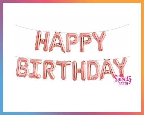 Thicken Rose Gold Confetti Latex Balloons Letter Foil Mylar Helium Balloons for Party Supplies Party Decorations with Decorating Strip BIT.FLY Happy Birthday Banner Party Balloons Kits