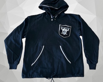 Custom Felt Raiders Logo Black Hoodie Women’s Size Small - A5