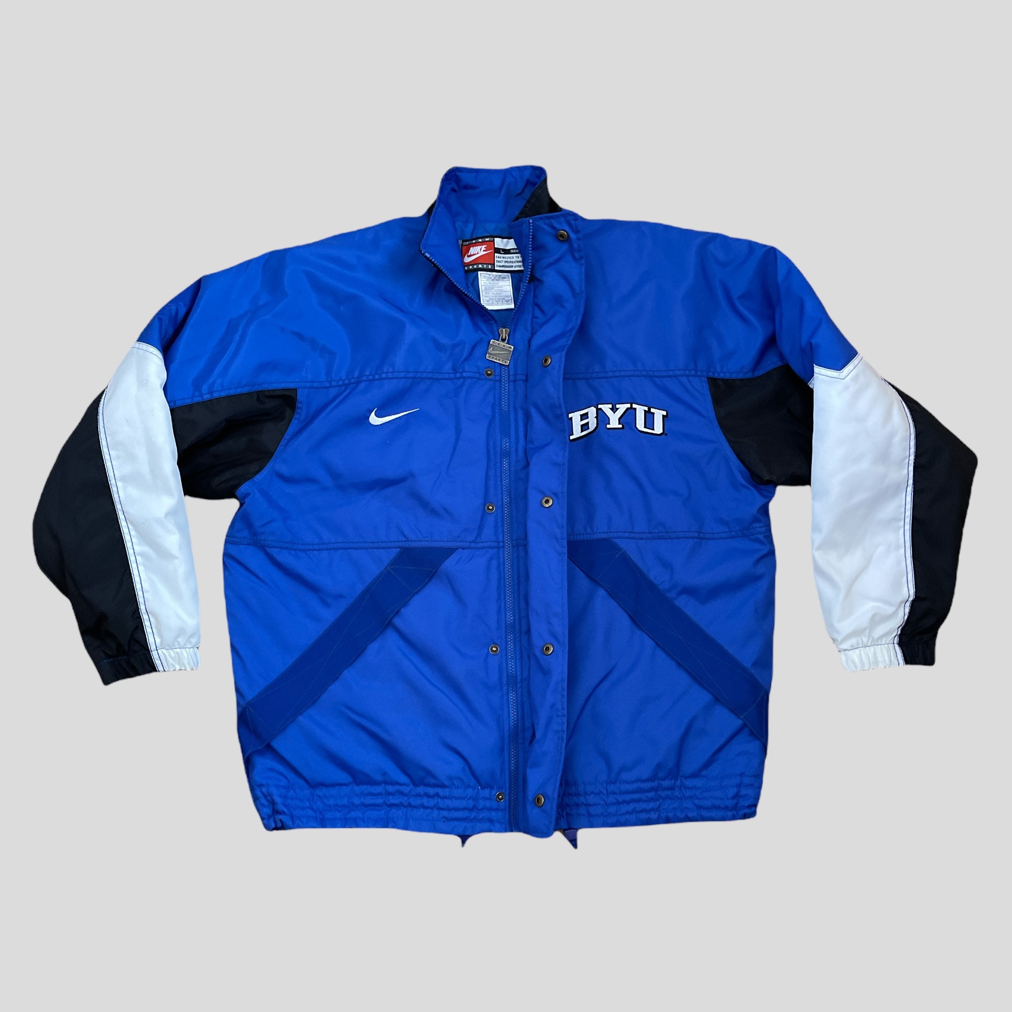 Vintage Team Nike Sports BYU Blue Full Zip Puffer Jacket Mens Large Etsy