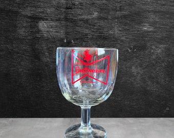 Vintage Budweiser Bowtie Thumbprint Goblet Glass Beer Mug