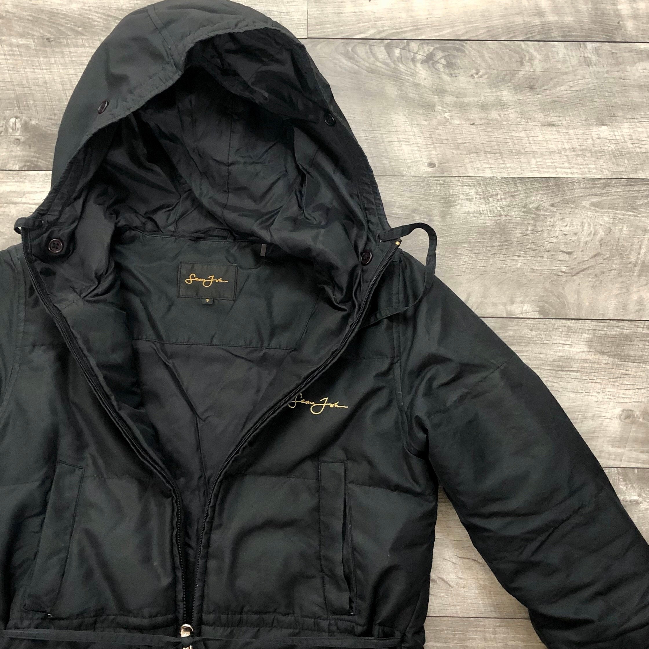 Sean John Feathers Down Filled Black Hooded Jacket Women's