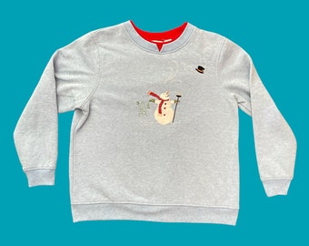 Vintage Shenanigans Snowman Double Collared Crewneck Sweatshirt Womens Size Medium - A6