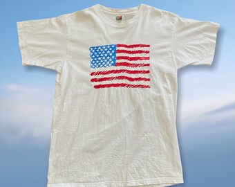 Single Stitch American Flag Graphic Tee - A4
