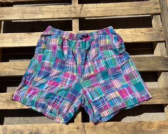 Real Comfort Plaid Patchwork Multi Color Cotton Shorts Adult Size XL - A3
