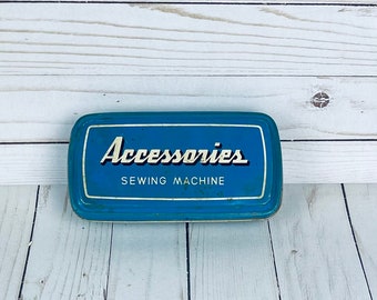 Vintage Sewing Machine Accessories Metal Tin Can With Some Accessories - C1