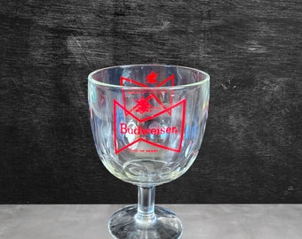 Vintage Budweiser Bowtie Thumbprint Goblet Glass Beer Mug