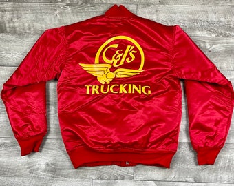 Vintage Felco NY Satin C&J’s Trucking Fux Fur Lined Jacket Women’s Size Small