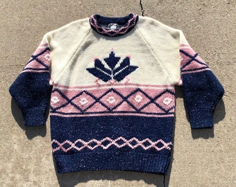 Susann D Kawaii Fairy Kei Acrylic Hand Knit Sweater. Women's Size Medium