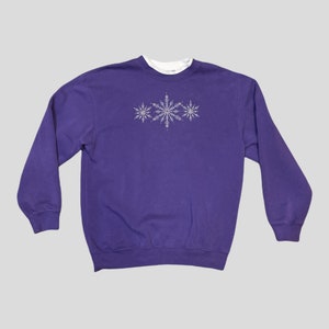 vintage M&C Sportswear Purple Double Collar Snowflake Sweatshirt Femme Taille Moyenne - A3